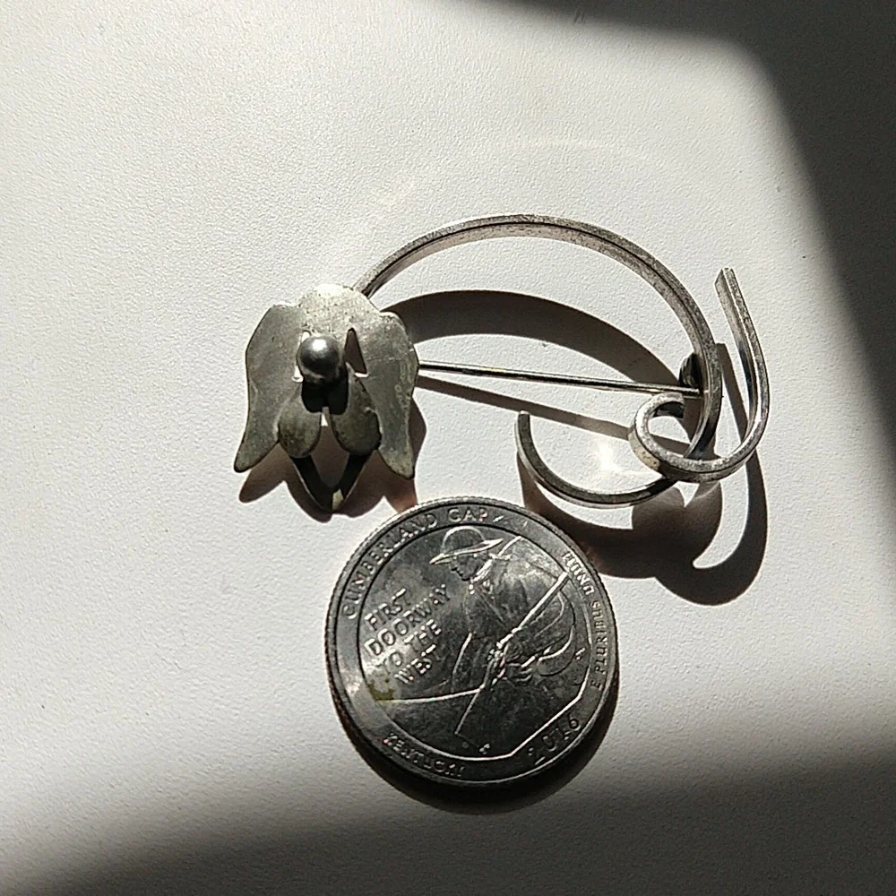 Wonderful beau sterling silver 925 dog brooch pin etch outline vintage - Picture 4 of 7